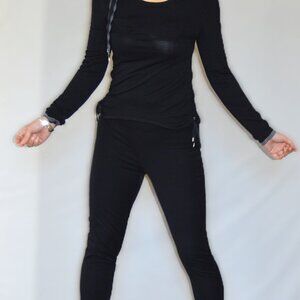 Black stretchy long sleeved shirt from Paris designer